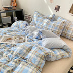 Ensemble housse de couette style japonais à carreaux - Câlin Kawaii