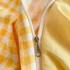 Parure de Lit Jaune Pâle à Motif Vichy