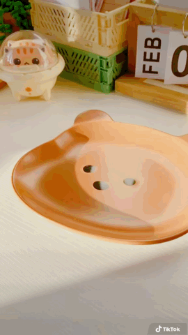 Set Vaisselle Ourson en Silicone Beige et Terracotta