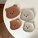 Set Vaisselle Ourson en Silicone Beige et Terracotta
