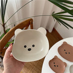Set Vaisselle Ourson en Silicone Beige et Terracotta
