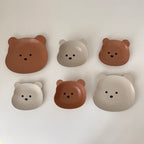 Set Vaisselle Ourson en Silicone Beige et Terracotta