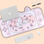 Grand Tapis de Bureau Rose Lapins Mignons Console