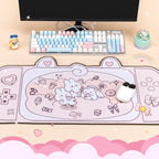 Grand Tapis de Bureau Rose Lapins Mignons Console