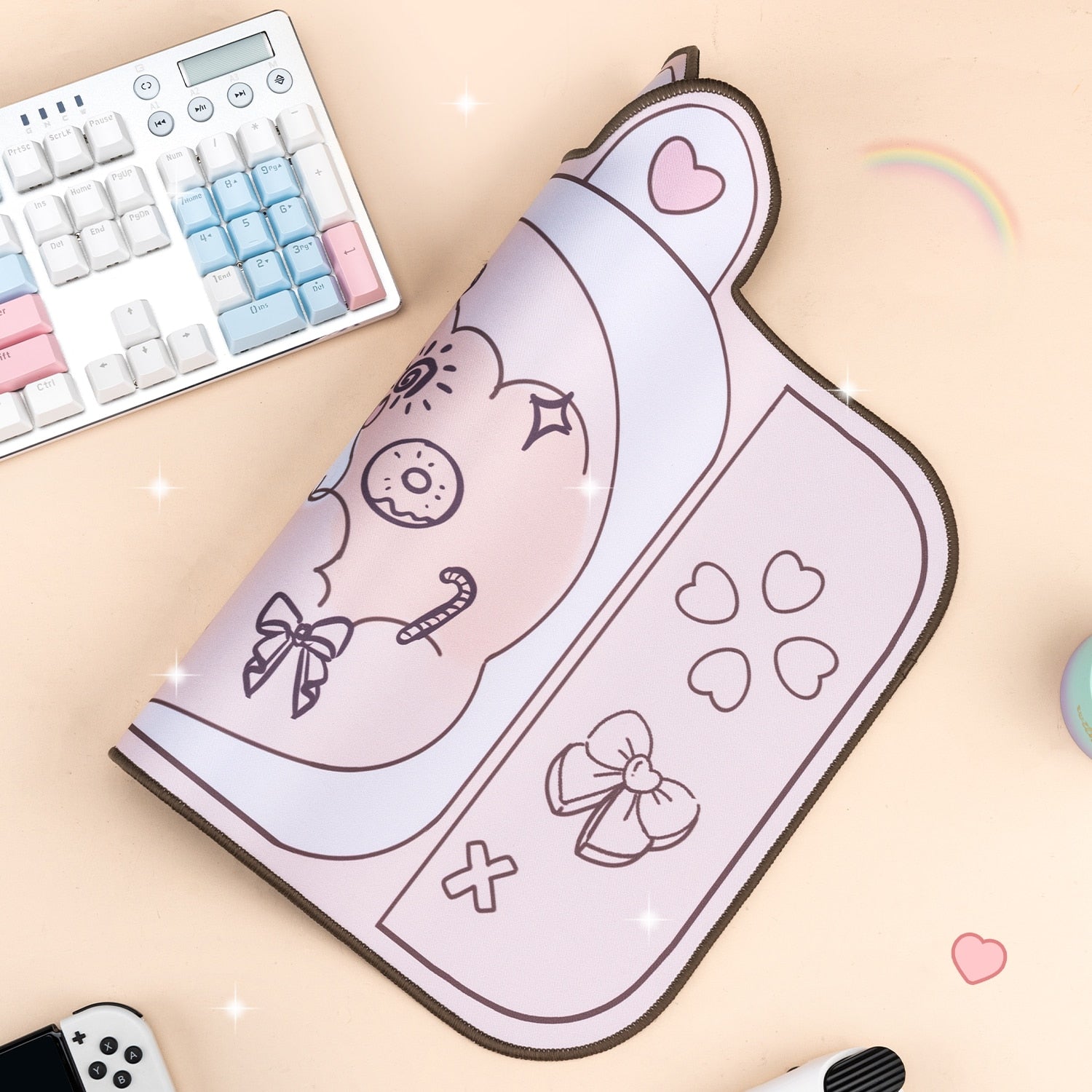 Grand Tapis de Bureau Rose Lapins Mignons Console