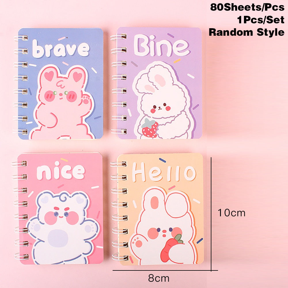 Carnet mini lapin kawaii 1 pièce 80 feuilles (couleur aléatoire) - Câlin Kawaii