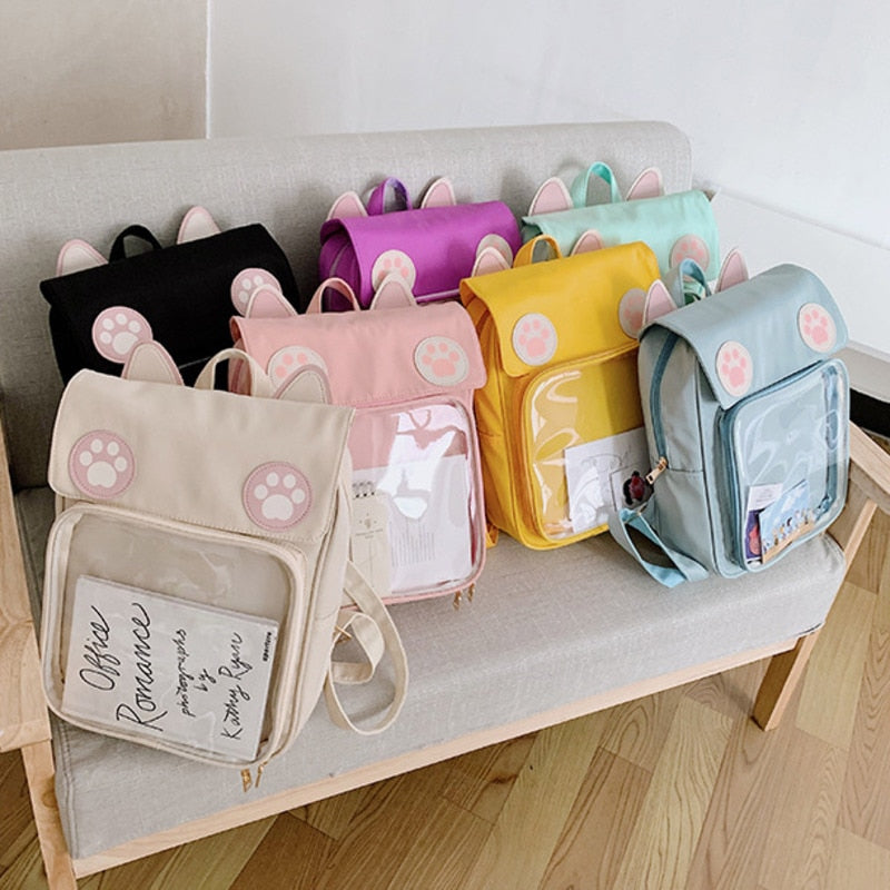 Sac à Dos Rose Pâle à Oreilles de Chat et Pattes