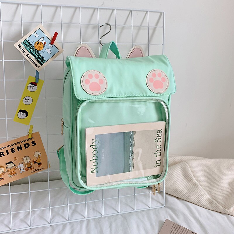 Sac à dos kawaii ITA oreilles de chat empreinte de patte - Câlin Kawaii