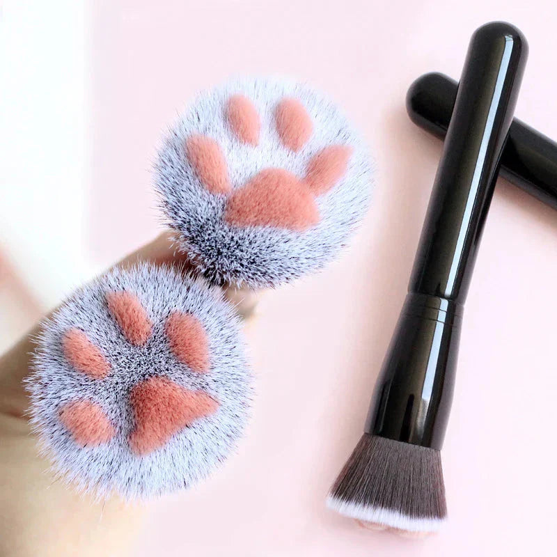 Pinceau de Maquillage Patte de Chat Rose et Blanc