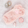 Trousse en Peluche Rose Pâle à Patte de Chat