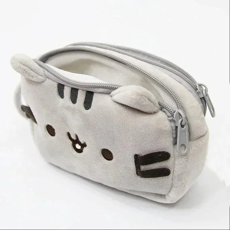 Trousse en Peluche Grise Pusheen à Double Compartiment