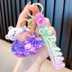 Porte-Clés Ours Kawaii en Résine à Fleurs Flottantes