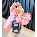 Porte-Clés Ours Kawaii en Résine à Fleurs Flottantes