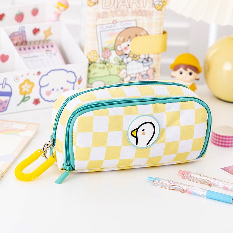 Trousse à crayons en toile Kawaii Cubby ourson kawaii scolaire - Câlin Kawaii