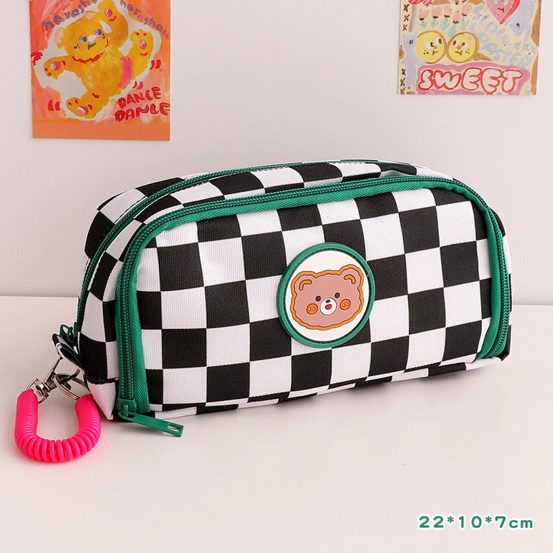 Trousse à crayons en toile Kawaii Cubby ourson kawaii scolaire - Câlin Kawaii