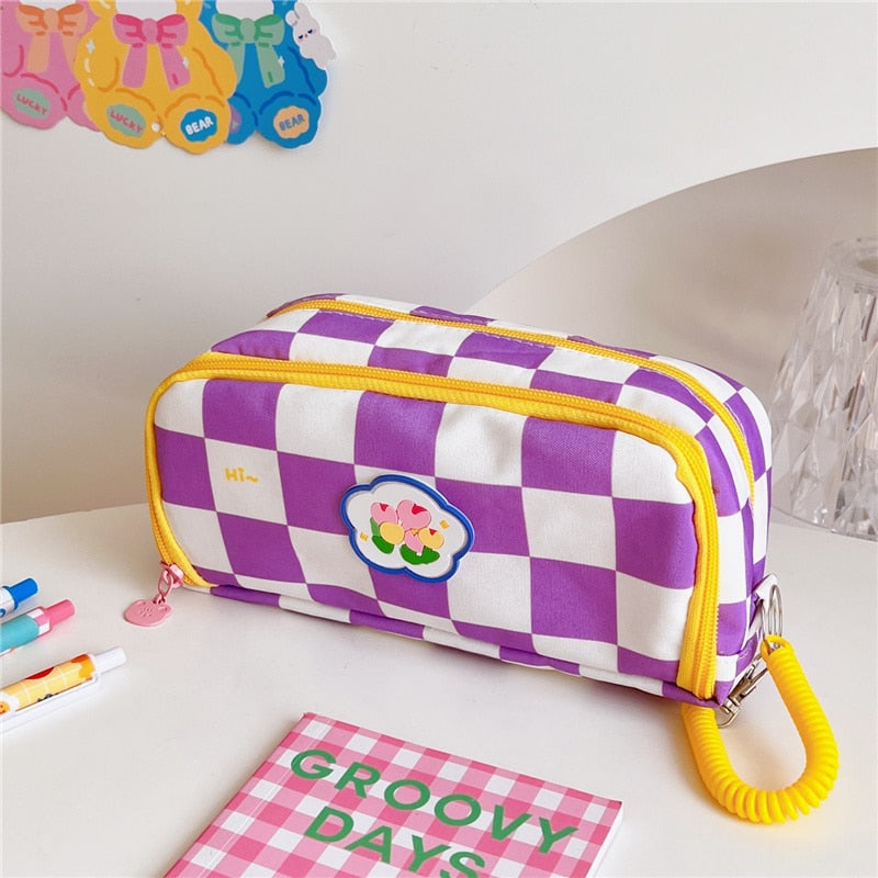 Trousse à crayons en toile Kawaii Cubby ourson kawaii scolaire - Câlin Kawaii