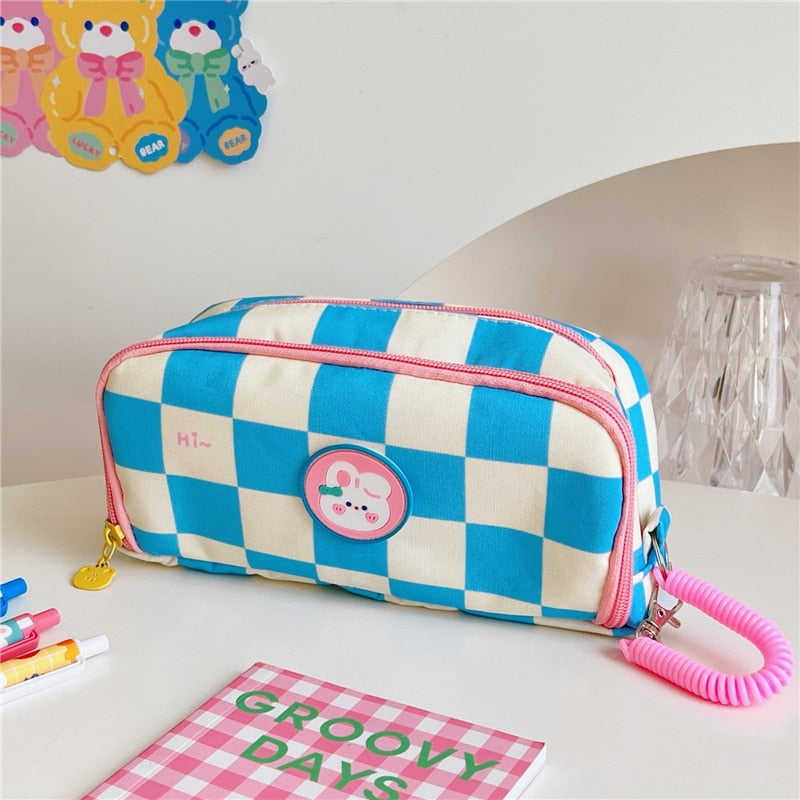 Trousse à crayons en toile Kawaii Cubby ourson kawaii scolaire - Câlin Kawaii