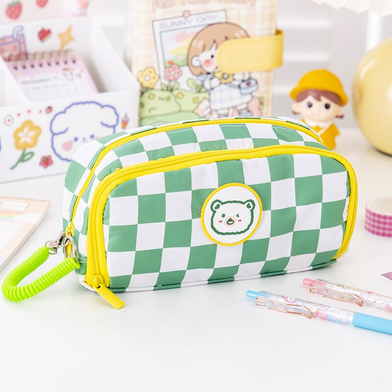 Trousse à crayons en toile Kawaii Cubby ourson kawaii scolaire - Câlin Kawaii