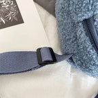 Sac à Bandoulière en Peluche Bleu Doux avec Ours Kawaii