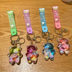 Porte-clés Ourson Transparent à Paillettes Arc-en-ciel