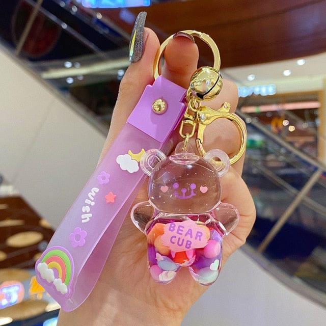 Porte-clés kawaii ourson potelé sable mouvant - Câlin Kawaii
