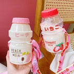 Gourde Kawaii en Forme de Lait aux Fruits avec Sangle