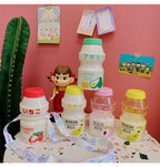 Gourde Kawaii en Forme de Lait aux Fruits avec Sangle