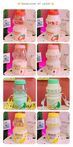 Gourde Kawaii en Forme de Lait aux Fruits avec Sangle