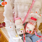 Gourde Kawaii en Forme de Lait aux Fruits avec Sangle