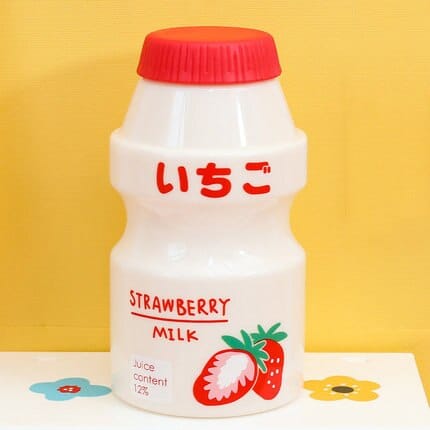 Bouteille d'eau kawaii motif lait et fruits mignons - Câlin Kawaii