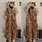 Grenouillère Ourson en Peluche Bicolore à Carottes