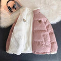 Doudoune réversible kawaii hiver ourson cœur mignon - Câlin Kawaii