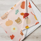 Plaid en Polaire Rose Pâle à Motifs Automnaux Mignons