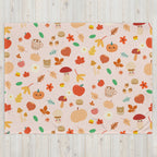 Plaid en Polaire Rose Pâle à Motifs Automnaux Mignons