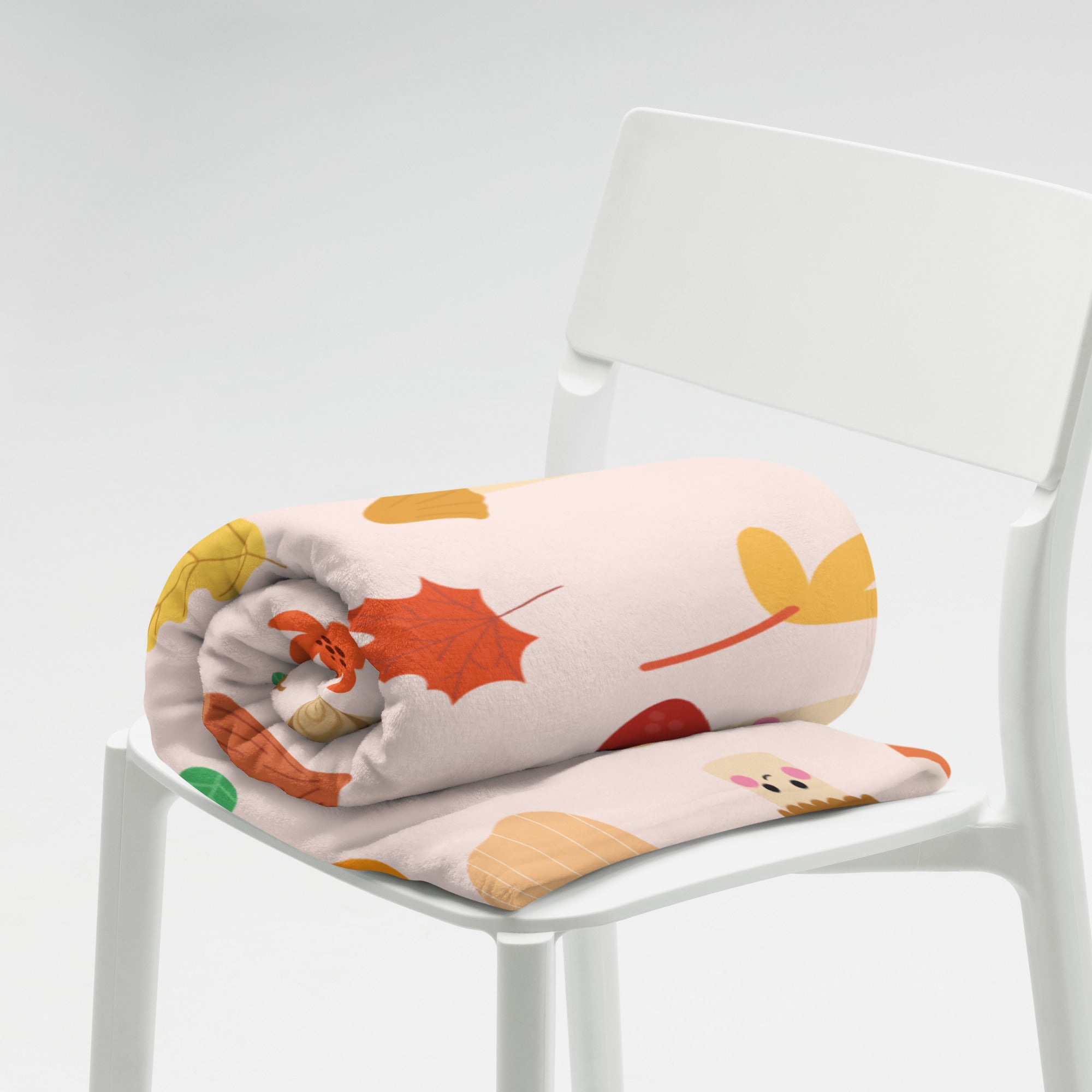 Plaid en Polaire Rose Pâle à Motifs Automnaux Mignons