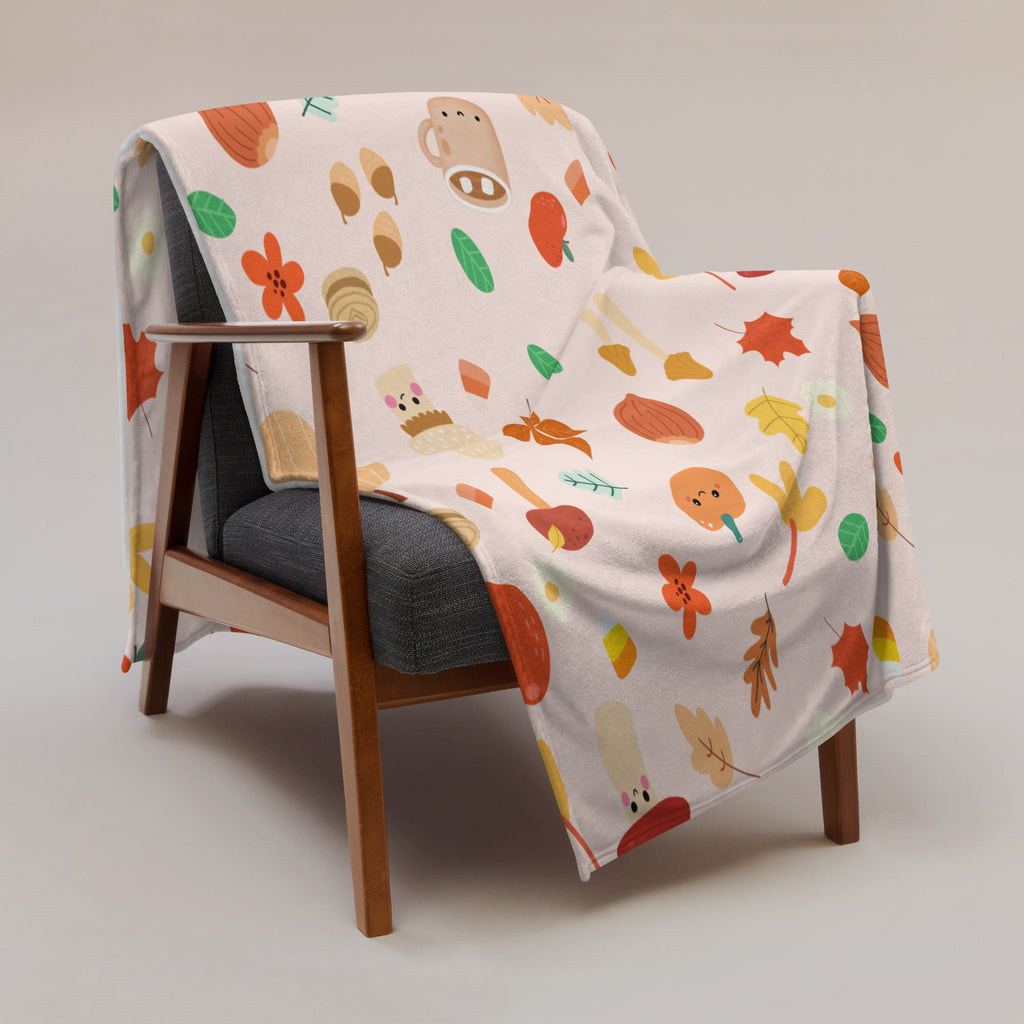 Plaid en Polaire Rose Pâle à Motifs Automnaux Mignons