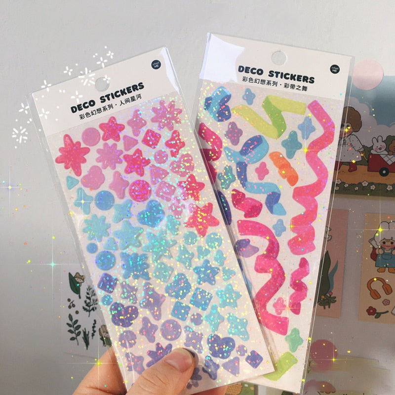 Stickers Holographiques Scintillants Formes Fantaisie
