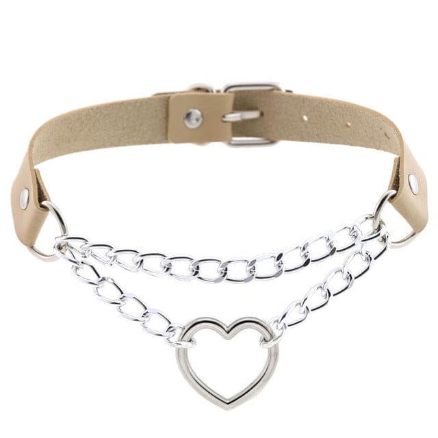 Collier ras-du-cou kawaii goth cœur en chaîne, 16 couleurs - Câlin Kawaii