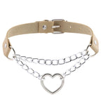 Collier ras-du-cou kawaii goth cœur en chaîne, 16 couleurs - Câlin Kawaii