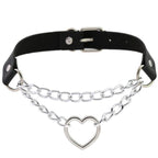 Collier ras-du-cou kawaii goth cœur en chaîne, 16 couleurs - Câlin Kawaii