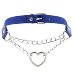 Collier ras-du-cou kawaii goth cœur en chaîne, 16 couleurs - Câlin Kawaii