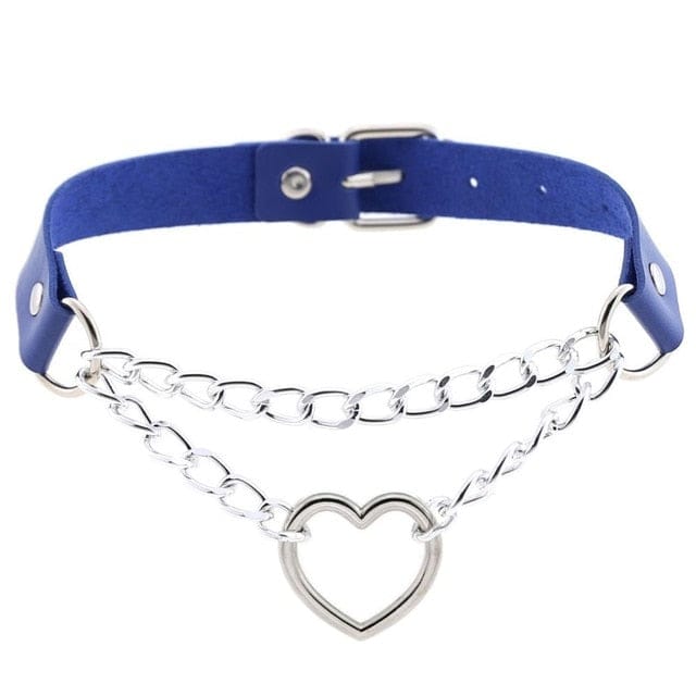 Collier ras-du-cou kawaii goth cœur en chaîne, 16 couleurs - Câlin Kawaii