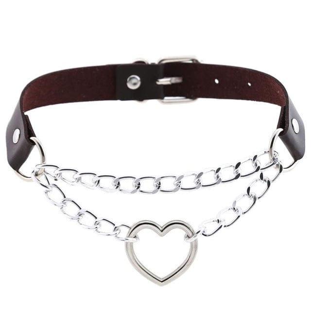 Collier ras-du-cou kawaii goth cœur en chaîne, 16 couleurs - Câlin Kawaii