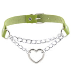Collier ras-du-cou kawaii goth cœur en chaîne, 16 couleurs - Câlin Kawaii