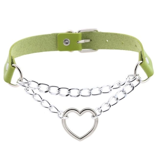 Collier ras-du-cou kawaii goth cœur en chaîne, 16 couleurs - Câlin Kawaii