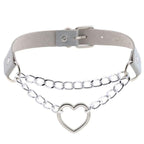 Collier ras-du-cou kawaii goth cœur en chaîne, 16 couleurs - Câlin Kawaii