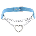 Collier ras-du-cou kawaii goth cœur en chaîne, 16 couleurs - Câlin Kawaii