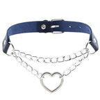 Collier ras-du-cou kawaii goth cœur en chaîne, 16 couleurs - Câlin Kawaii