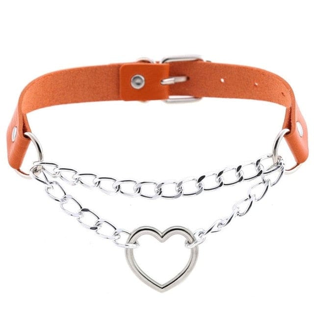 Collier ras-du-cou kawaii goth cœur en chaîne, 16 couleurs - Câlin Kawaii