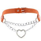 Collier ras-du-cou kawaii goth cœur en chaîne, 16 couleurs - Câlin Kawaii